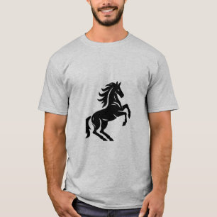 Pferd Aufbäumend Hengst Linienkunst Minimalistisch T-Shirt