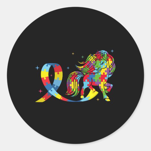 Pferd Autismus Bewusstsein Pferd Puzzle Kindness A Runder Aufkleber (Vorderseite)