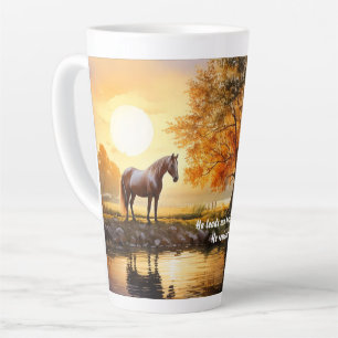 Pferd bei Sonnenaufgang mit Verse Milchtasse