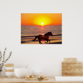 Pferd bei Sonnenuntergang Poster (Küche)