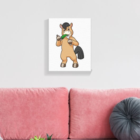 Pferd beim Essen Vegan Leinwanddruck (Insitu (Wohnzimmer))