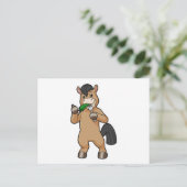Pferd beim Essen Vegan Postkarte (Stehend Vorderseite)