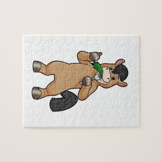 Pferd beim Essen Vegan Puzzle (Horizontal)