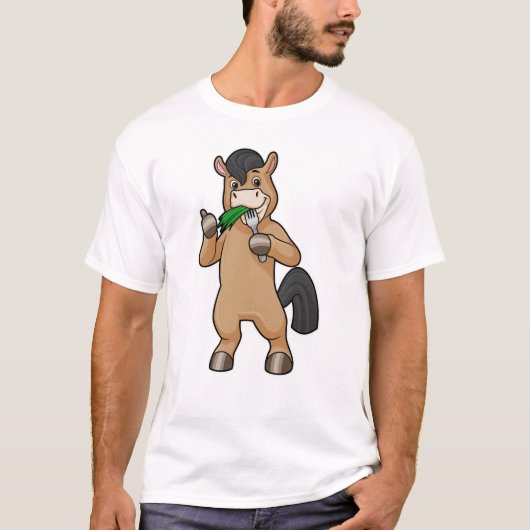 Pferd beim Essen Vegan T-Shirt (Vorderseite)