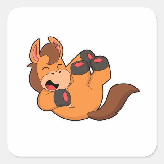Pferd beim Lachen Quadratischer Aufkleber (Vorderseite)