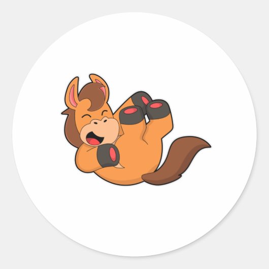 Pferd beim Lachen Runder Aufkleber (Vorderseite)