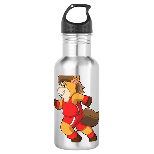 Pferd beim Laufen Edelstahlflasche (Vorderseite)