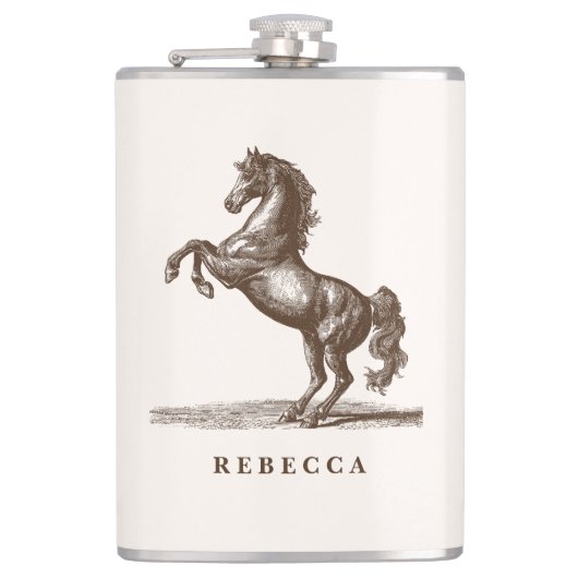 Pferd Benutzerdefinierter Name Reitstil Elegant Flachmann (Vorderseite)