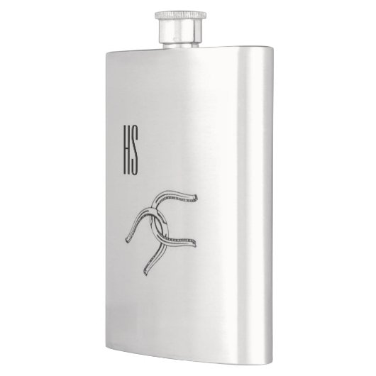 Pferd beschuht Monogramm Flachmann (Links)