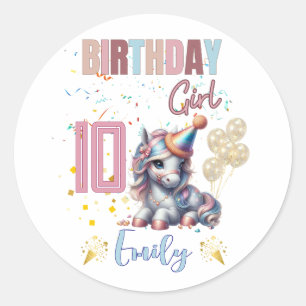 Pferd Birthday Girl Reittier Party Design Runder Aufkleber