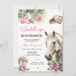 Pferd Birthday Invite Girl Cowgirl Pink Floral Einladung