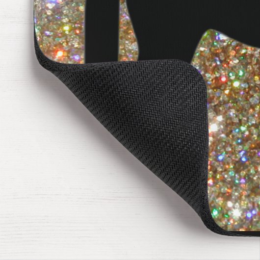 Pferd Black & Gold Sparkle Maus Pad Mousepad (Ecke)