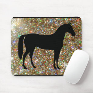 Pferd Black & Gold Sparkle Maus Pad Mousepad