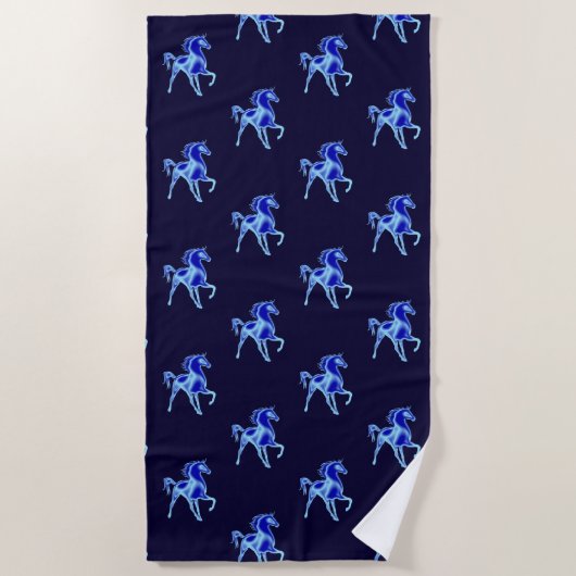 Pferd Blue Beach Handtuch - Farben auswählen (Vorderseite)