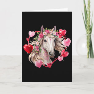 Pferd Blumen Herzen Frohen Valentinstag Reitsport Karte