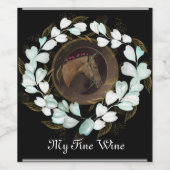 Pferd, Blumenmane, Laurel Getränkeetikett Weinetikett (Einzelnes Label)