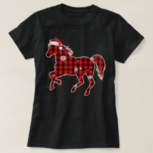 Pferd Büffel Karo Weihnachtsmann Weihnachten passe T-Shirt