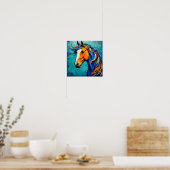 Pferd Buntglas Elegante Farbige Mosaik Kunst Poster (Küche)