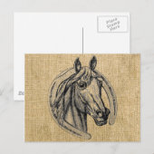 Pferd-Cameo auf Jute Postkarte (Vorne/Hinten)