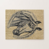 Pferd-Cameo auf Jute Puzzle (Horizontal)