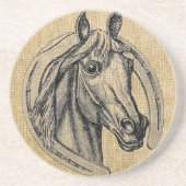 Pferd-Cameo auf Jute Sandstein Untersetzer (Vorne)