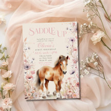 Pferd Cowgirl Reitsport Wildblumen Rosa Geburtstag