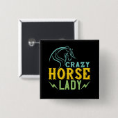 Pferd - Crazy Horse Lady Button (Vorne & Hinten)