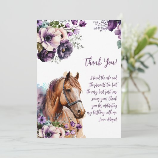 Pferd danke dir Purple Blumen (Stehend Vorderseite)