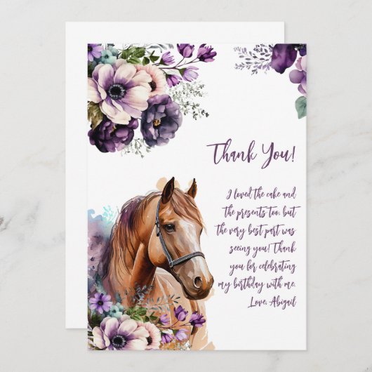 Pferd danke dir Purple Blumen (Vorne/Hinten)