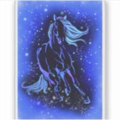 Pferd, das auf der Starry Blue Night-Aufkleber läu Aufkleber (Vorderseite)