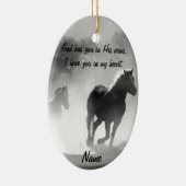 Pferd, das aus dem Nebel heraus galoppiert Keramik Ornament (Rechts)