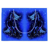 Pferd, das bei blauer, starrer Nachttasche läuft Große Geschenktüte (Vorderseite)