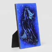 Pferd, das bei Blue Starry Night Plaque geschenkt Fotoplatte (Seite)