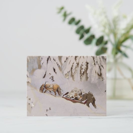 Pferd, das durch den Wald geschleudert wird Postkarte (Stehend Vorderseite)