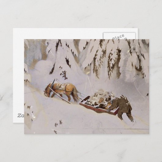 Pferd, das durch den Wald geschleudert wird Postkarte (Vorne/Hinten)