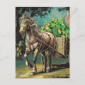 Pferd, das ein Herz voller Kleeblätter zieht Postkarte (Vorderseite)