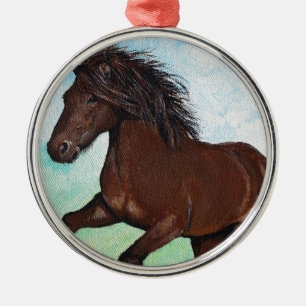 Pferd, das frei zeichnet silbernes ornament