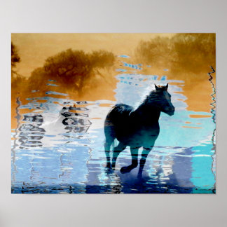 Pferd, das im Wasserposter läuft Poster