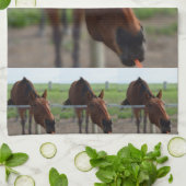 Pferd, das nach einer Karotte kommt, Geschirrtuch (Gefaltet)