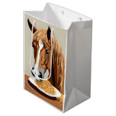 Pferd, das Spaghetti isst Mittlere Geschenktüte (Vorderseite Schrägansicht)