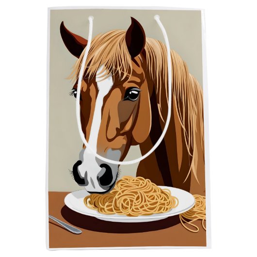 Pferd, das Spaghetti isst Mittlere Geschenktüte (Vorderseite)