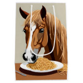 Pferd, das Spaghetti isst Mittlere Geschenktüte (Rückseite)