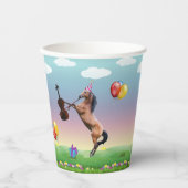 Pferd, das zum Geburtstag Geige spielt Pappbecher (Vorderseite)