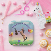 Pferd, das zum Geburtstag Geige spielt Pappteller (Party)