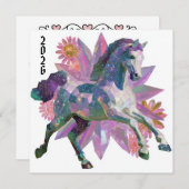Pferd des Jahres himmlische Kristall Feiertagskarte (Vorne/Hinten)