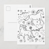 Pferd Doodle - Mal mich an Postkarte (Vorne/Hinten)