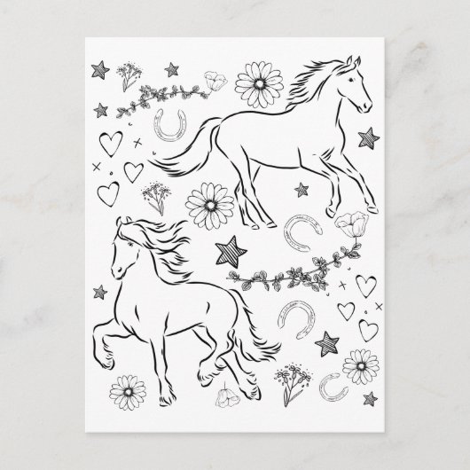 Pferd Doodle - Mal mich an Postkarte (Vorderseite)