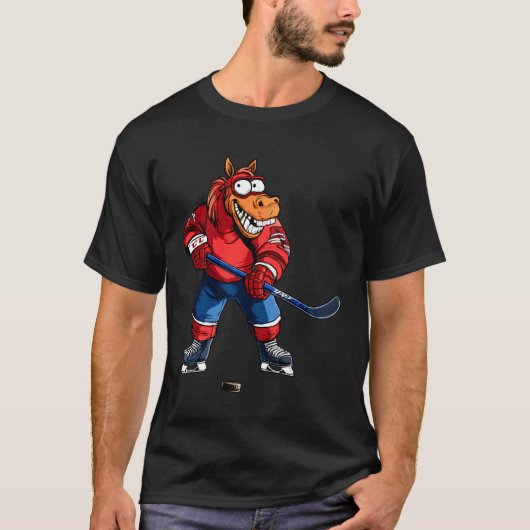 Pferd-Eishockeyspieler T-Shirt (Vorderseite)