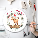 Pferd erster Weihnachtspferde Liebhaber Magnet<br><div class="desc">Das erste Weihnachtsschmuck des Pferdes mit Aquarellkunst,  einem niedlichen Pferd in der Weihnachtsmannmütze und dem eigenen Text.</div>