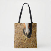 Pferd essen Hay Print Tote Tasche (Vorderseite)